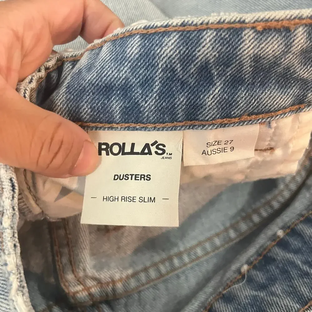 ROLLA'S Dusters High Rise Slim Shorts Layla‎ Bleach Blue Size 27 New